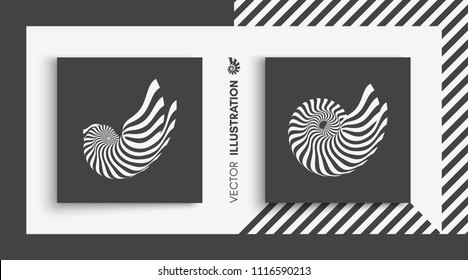 Nautilus shell. Abstract design element. 3D vector illustration. 
