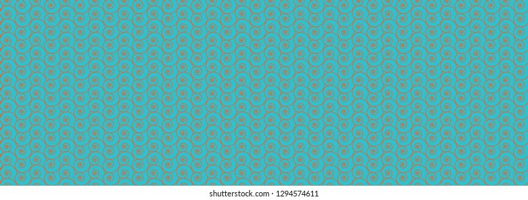 Nautilus shell background seamless pattern. Geometric sea waves vector illustration
