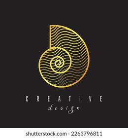 Nautilus shell golden color Isolated logo on white background svg