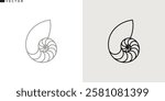 Nautilus shell icon. Sea shell outline style