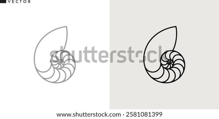 Nautilus shell icon. Sea shell outline style