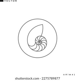 Nautilus shell. Outline style sign