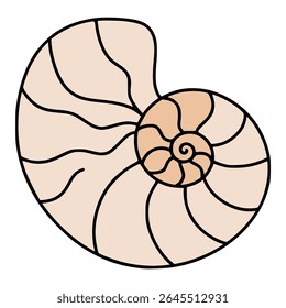 Nautilus shell sea marine life nature animal flat color vector illustration template design