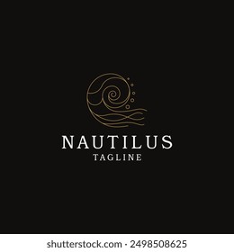 Nautilus shell forma espiral logo icono de diseño Plantilla Vector plano