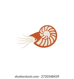 Icono de Vector de concha Nautilus: Ilustración de signo de animal marino plano