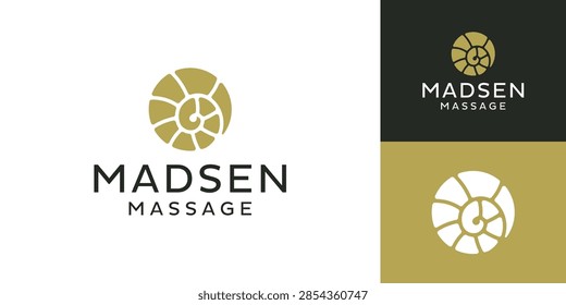 Nautilus spiral rounded circle shell logo design illustration