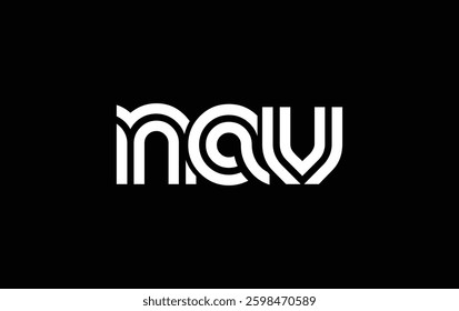 NAV Creative Unique Modern Letter Logo Design. Stylized logo featuring a unique letter design, presenting abstract minimalist aesthetics and modern appeal.