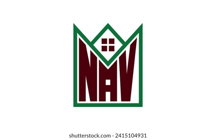 NAV initial letter real estate builders logo design vector. construction ,housing, home marker, property, building, apartment, flat, compartment, business, corporate, house rent, rental, commercial 