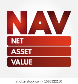 NAV - Net Asset Value acronym, business concept background