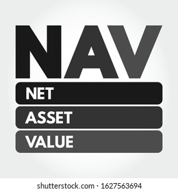 NAV - Net Asset Value acronym, business concept background