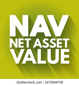 NAV - Net Asset Value acronym, business concept background