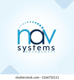 nav System Managment Business Logo in Modern Creative Minimal Style Lettering Vector Typographic Design