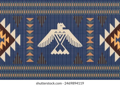 Navajo American Eagle, Native America South Western inspired area rugs ethnic decor style. tribal vector seamless pattern. Indian ornament Boho geometric ornament.folk.orientel. Window .blanket, rug. 