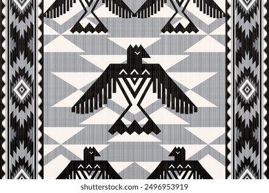 Navajo American Eagle, Native America South Western inspired area rugs ethnic decor style. tribal vector seamless pattern. Indian ornament Boho geometric ornament.folk.orientel. Window .blanket, rug.
