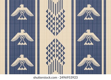 Navajo American Eagle, Native America South Western inspired area rugs ethnic decor style. tribal vector seamless pattern. Indian ornament Boho geometric ornament.folk.orientel. Window .blanket, rug.