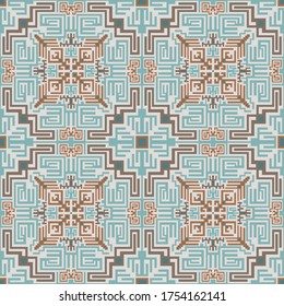 Navajo american indian seamless pattern vector design. Tribal ethnic texture background. Modern decor ornament. Folk african repeating rapport. Rug print seamless pattern.