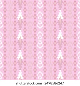 Navajo American Indian style pattern. Three, four, gradient color patterns They are arranged vertically on a pastel pink background.