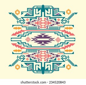 Navajo - Aztec colored big pattern vector illustration