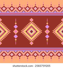 Navajo Aztec Seamless Pattern bohemian textile design earthy tones and geometric motifs, perfect for rugs, carpets, wallpaper, and home decor, capturing the essence of traditional native American art