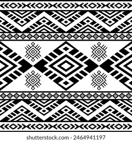 Navajo aztec southwest geometric seamless pattern fabric black and white design for textile printing