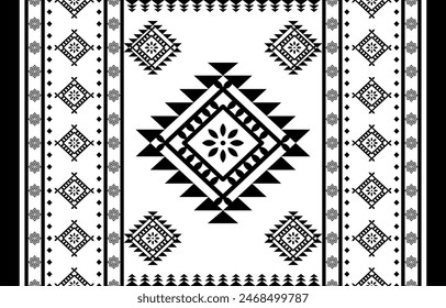 Navajo aztec southwest geometric seamless pattern fabric black and white design for textile printing