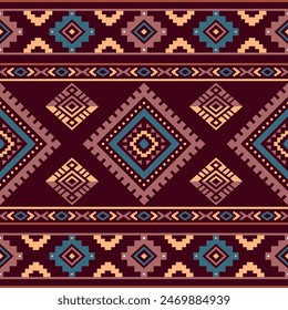 Navajo aztec southwest geometric seamless pattern fabric colorful design for textile printing