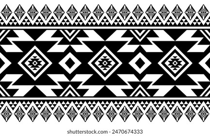 Diseño geométrico azteca del suroeste de la tela sin costuras del patrón del navajo en blanco y negro para la impresión textil