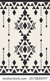 Navajo aztec southwest geometric seamless pattern fabric black and white design for textile, carpet, cushion, wallpaper, mural