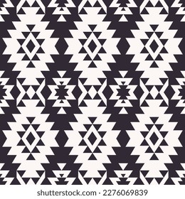 Navajo black-white pattern. Vector aztec Navajo geometric shape seamless pattern background. Ethnic southwest pattern use for fabric, textile, home interior decoration elements, upholstery, wrapping.