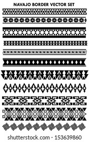 Navajo border vector set  black  and white
