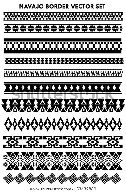 Navajo Border Vector Set Black White Stock Vector (Royalty Free) 153639860