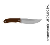 Navajo brown knife tactical knife; hunting, tourist, survival illustration. Tourist camping knife  camping set cartoon. equipment camp, tent outdoor, hiking summer knife camping sign.