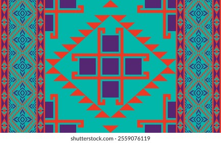 Navajo design Purple,red and blue with sharp geometric lines. and has bright colors They represent the elements such as mountains, rivers, and the animals that surround them. For pants, rug,decoration