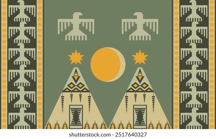 Navajo design, with its sharp geometric lines and vibrant colors, represented elements like the mountains, rivers, and animals that surrounded them For t-shirts, pants, rugs or home decorations.