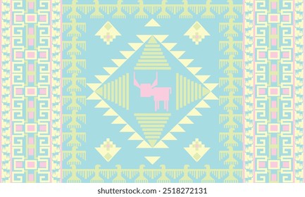 Navajo design, with its sharp geometric lines and vibrant colors, represented elements like the mountains, rivers, and animals that surrounded them For t-shirts, pants, rugs or home decorations.