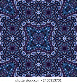 Navajo endless ornament graphic design. Vintage geometric texture. Fabric print in ethnic style. Mosaic motifs in indonesian style.