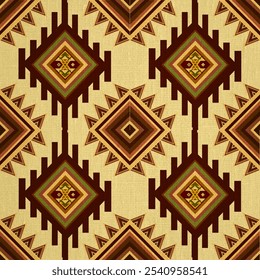 Navajo Ethnic geometric seamless pattern for regal fabric.