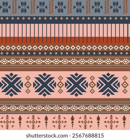 Navajo fabric pattern, bright and modern tones. Traditional geometric patterns combined with a modern twist. Suitable for home decoration or fashion use.