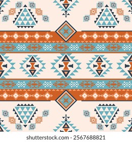 Navajo fabric pattern, bright and modern tones. Traditional geometric patterns combined with a modern twist. Suitable for home decoration or fashion use.