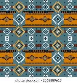 Navajo fabric pattern, bright and modern tones. Traditional geometric patterns combined with a modern twist. Suitable for home decoration or fashion use.
