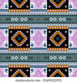 Navajo fabric pattern, bright and modern tones. Traditional geometric patterns combined with a modern twist. Suitable for home decoration or fashion use.
