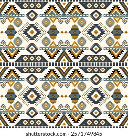 Navajo fabric pattern, bright and modern tones. Traditional geometric patterns combined with a modern twist. Suitable for home decoration or fashion use.