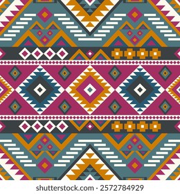 Navajo fabric pattern, bright and modern tones. Traditional geometric patterns combined with a modern twist. Suitable for home decoration or fashion use.