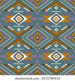 Navajo fabric pattern, bright and modern tones. Traditional geometric patterns combined with a modern twist. Suitable for home decoration or fashion use.