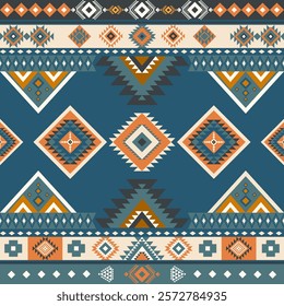 Navajo fabric pattern, bright and modern tones. Traditional geometric patterns combined with a modern twist. Suitable for home decoration or fashion use.