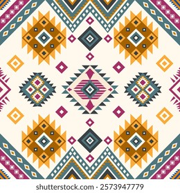 
Navajo fabric pattern, bright and modern tones. Traditional geometric patterns combined with a modern twist. Suitable for home decoration or fashion use.
