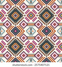 Navajo fabric pattern, bright and modern tones, traditional geometric patterns combined with a modern twist. Suitable for home decoration, textile and fashion applications, lifestyle products 