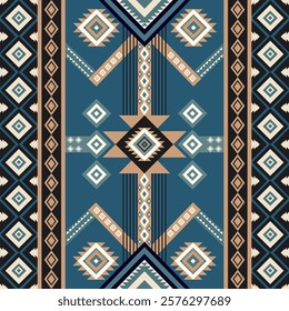 Navajo fabric pattern, bright and modern tones, traditional geometric patterns combined with a modern twist. Suitable for home decoration, textile and fashion applications, lifestyle products 