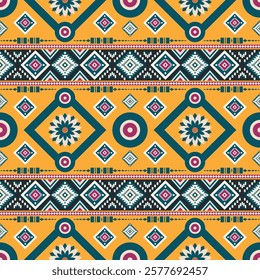 Navajo fabric pattern, bright and modern tones, traditional geometric patterns combined with a modern twist. Suitable for home decoration, textile and fashion applications, lifestyle products 
