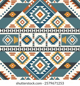 Navajo fabric pattern, bright and modern tones, traditional geometric patterns combined with a modern twist. Suitable for home decoration, textile and fashion applications, lifestyle products 
